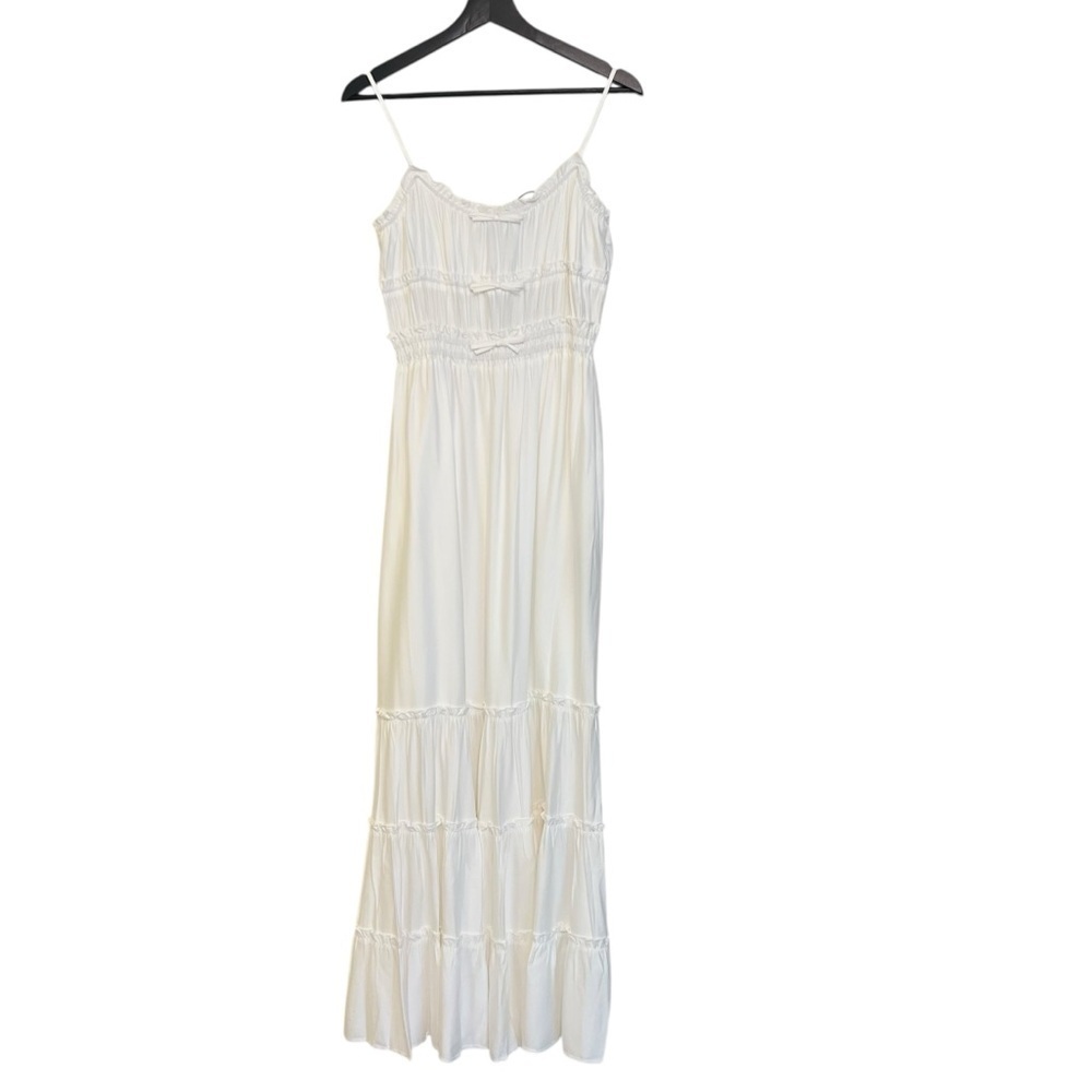 The Kooples Bow Front Khaki Maxi Dress Ivory FR 1 US 4 NWT